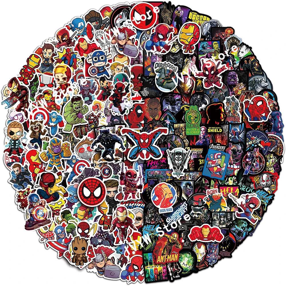 10/30/50/100/200Pcs Disney Super Hero Anime Waterproof Stickers Cartoon Decals Skateboard Motorcycle Laptop Car Cool Sticker Toy