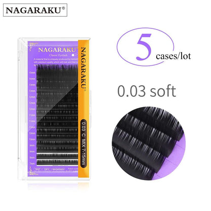 NAGARAKU Maquiagem Makeup Lashes 5 Cases lot 0.03mm Individual Eyelash High Quality Soft Natural Faux Cils