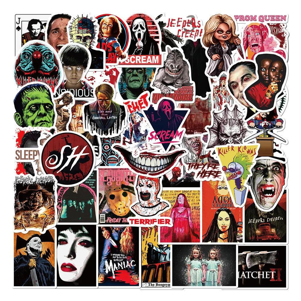 50/100PCS Halloween Stickers, Horror Movies, Thriller Characters, Waterproof Graffiti Stickers