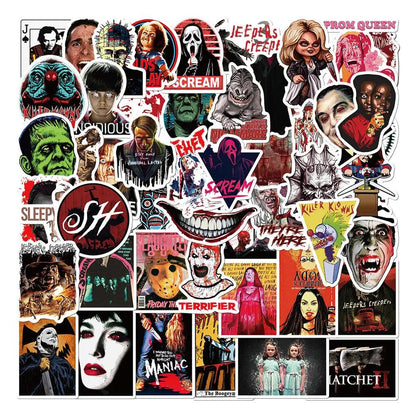 50/100PCS Halloween Stickers, Horror Movies, Thriller Characters, Waterproof Graffiti Stickers