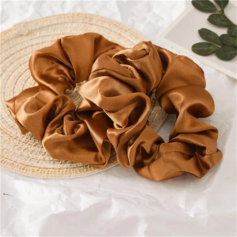 2pcs 100% Mulberry Silk Large Scrunchies Ropes Hair Bands Ties Gum Elastics Ponytail Holders for Women Girls 16 Momme 10CM