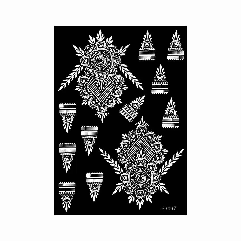 Hollow Drawing Henna Template for Hand Henna Tattoo Stencil Flower Tattoo Design for Women Wedding Festival Party Tatoo Tools