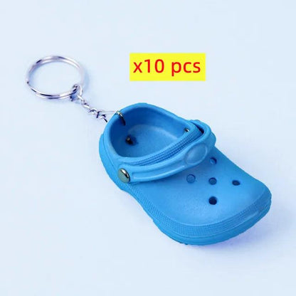 10 PcsCute 3D Mini EVA Beach Hole Little Croc Shoe Keychain Girl Gift Bag Accessories Decoration Keyring Floating KeyChain Charm