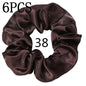 6pcs/lot Hair Scrunchies Bands Scrunchy Ties Ropes Ponytail Holder for Women or Girls Accessories Satin Headwear Solid Color Set