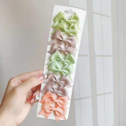 10Pcs/Set 1.9'' Solid Color Ribbon Kids Bows Hair Clips for Baby Girls Handmade Bowknot Hairpin MiNi Barrettes Hair Accessories