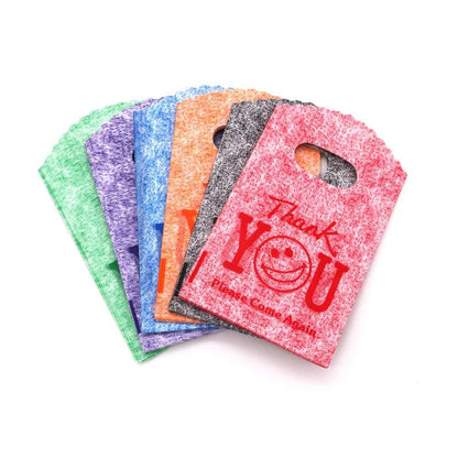 100Pcs/Lot "Thank You" Design Coffee Plastic Bag 9x15cm Jewelry Candy Gift Bag With Handles Small Plastic Packaging Bags