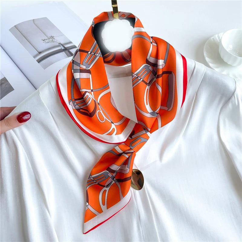 2023 New Luxury Brand Skinny Neckerchief Scarf For Women Satin Silk Ribbons Bandana Ladies Neck Tie Wrist Wrap Shawl Echarpe