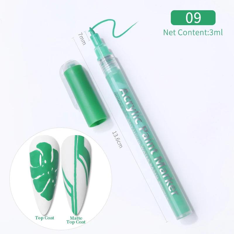 Nail Art Drawing Graffiti Pen Waterproof Painting Liner Brush DIY 3D Abstract Lines Fine Details Flower Leaf Nail Manicure Tools