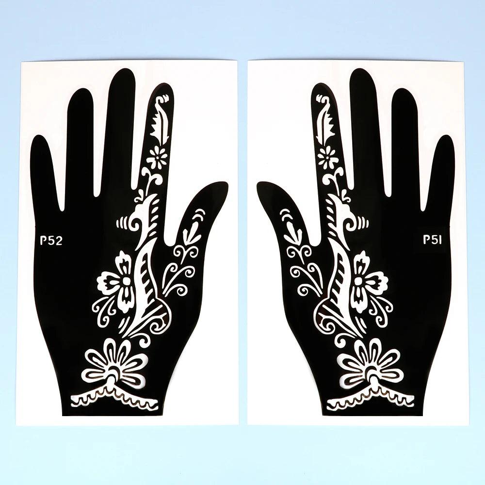 2pcs Henna Tattoo Stencils Templates For Women Temporary Tattoo Indian Fashion Flower Wedding Tattoo Supplies For DIY Body Art