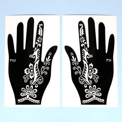 2pcs Henna Tattoo Stencils Templates For Women Temporary Tattoo Indian Fashion Flower Wedding Tattoo Supplies For DIY Body Art