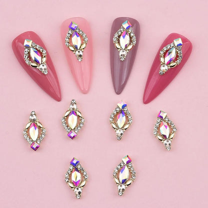 10pcs Gold 3D Nail Art Charms Shape Crystal Rhinestone Stones Nail Jewelry For Acrylic Nail Designer Accessories Decor NJ23912-3 - HighGloss Shop