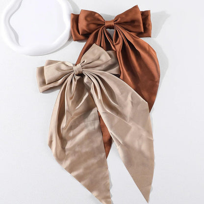 2Pcs/Set Elegant Bow Ribbon Hair Clip Women Fashion Solid Bowknot Satin Hairpin Barrettes Girls Ponytail Clip Hair Accessories