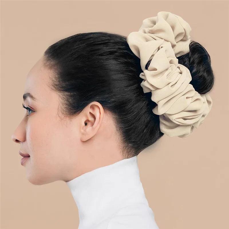 Big Size Chiffon Scrunchies For Muslim Women Custom Elastic Volumizing Oversized Neat stitching Malaysian Bunch Hair Tie