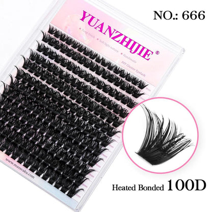 YUANZHIJIE DIY 120 PCS Cluster Lashes 3D Natural Bunch 8-16mm D Curl Segmented Beam Individual Mink Tufted Eyelash Fine Lash Tip