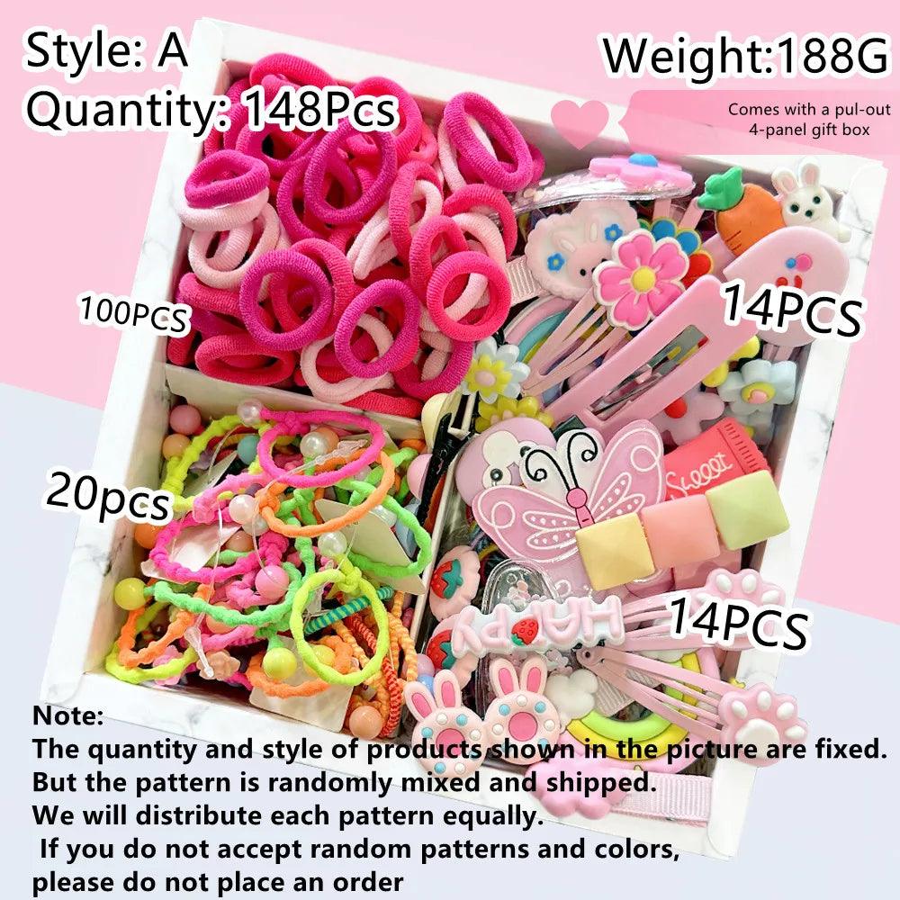 Cute Hair Accessories Set for Girs, Seamless Ponytail Holders Variety Hair Scrunchies Hair Clips Set Gift Box Set For Holidays