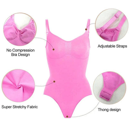 Shapewear Bodysuit Thong Women Full Body Shaper Tummy Control Slimming Waist Trainer Underwear Sexy Fajas Black Pink