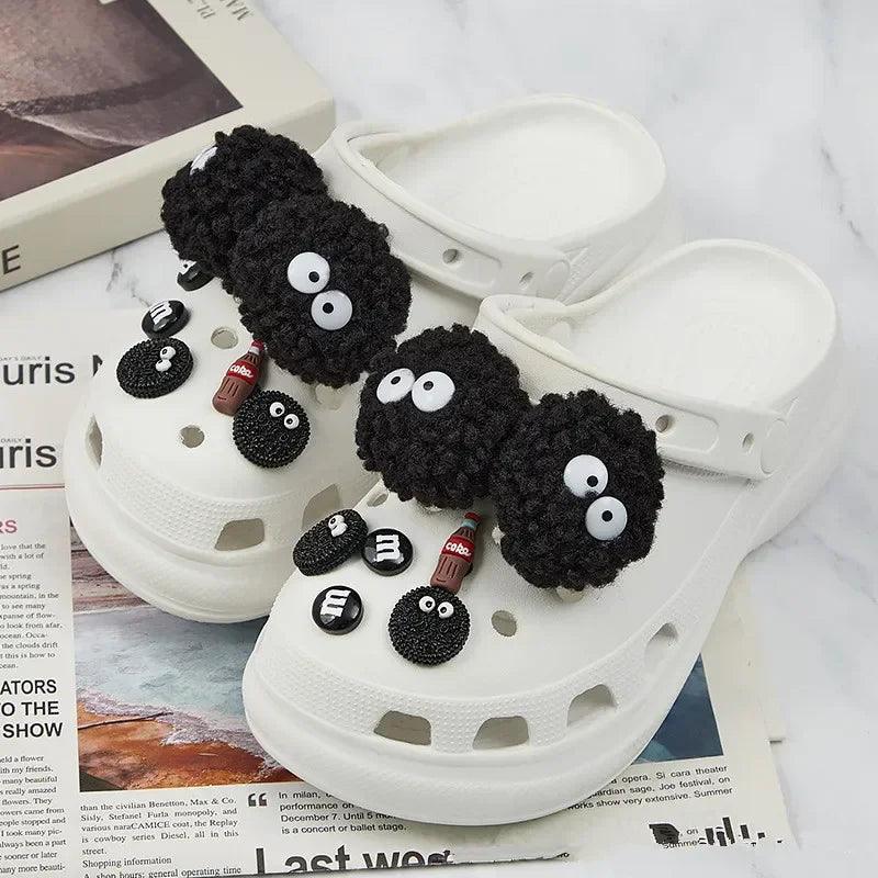 New DIY Black Plush Ball Shoes Charms for Croc  Ball Cute Croc Charms Designer Lovely Croc Accessories All-match Hot Sale