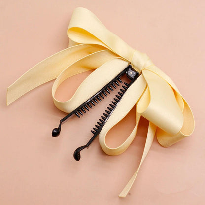 Lystrfac New Banana Clip Bow Hair Clips for Women Girls Back Head Double Layer Hairpin Horsetail clip Fashion Hair Accessories