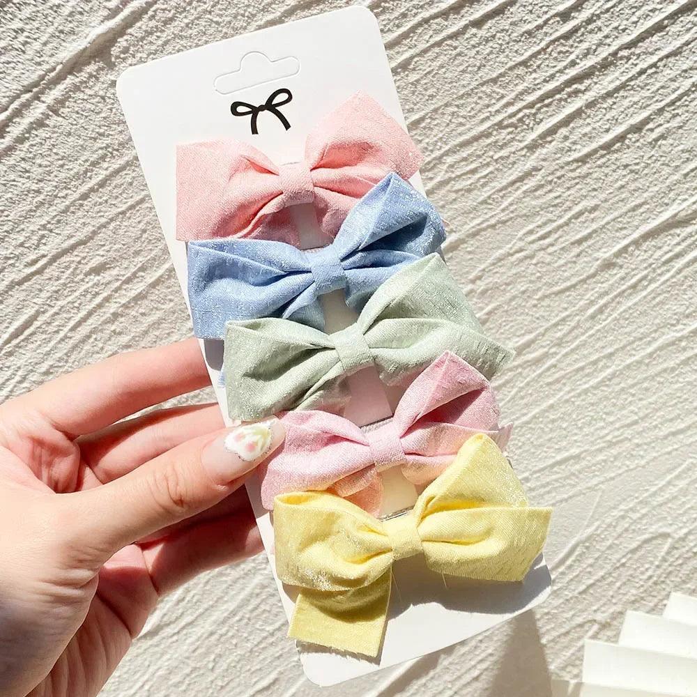 4/5Pcs Cute Baby Hairpin for Girls Print Ribbon Barrette Kids Little Hair Clip Pinches for Hair Girl Cotton Bow Hair Accessories