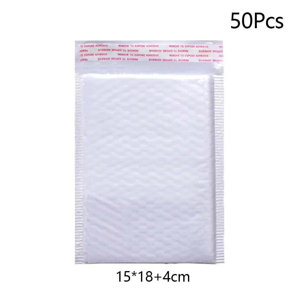 50Pcs Bubble Mailers White Poly Bubble Mailer Self Seal Padded Gift Bag Packaging Envelope Bags Book Shipping Package Bag