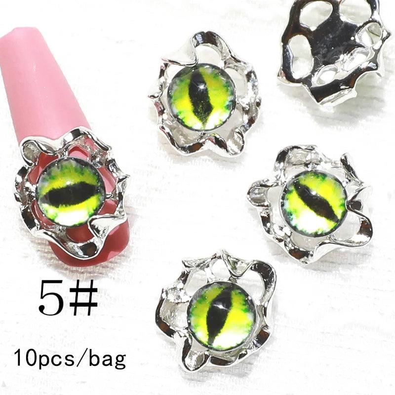 3D Halloween Evil Eye Design Nail Charm Fashionable Mixed Color Eyes Decorations Gems Glitter Acrylic DIY Shinning Jewelry