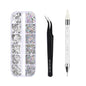 Multi-Size Nail Rhinestones 3D Crystal AB Diamonds Gems Makeup Beauty Nail Art Decorations With Picker Dotting Pen Tweezers Set