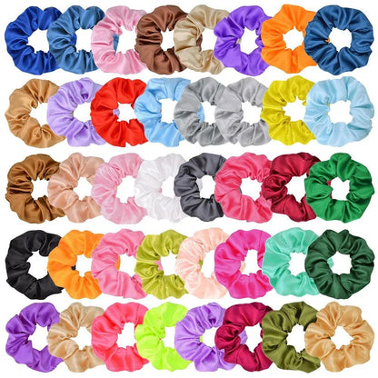 40Colors Women Satin Scrunchies Elastic Handmade Hair Bands Ponytail Hair Ties Red White Black Girls Headband Hair Accessories