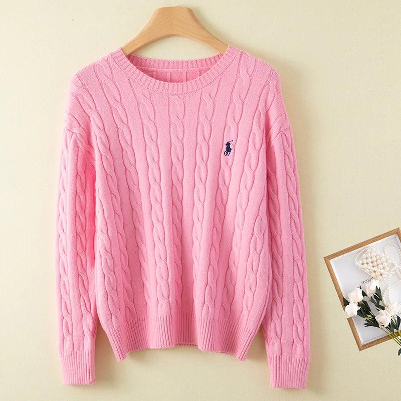 Couple's boutique high-end embroidered knitted women's cashmere sweater round neck men's pullover long sleeved new cashmere swea