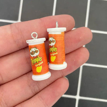 10pcs/pack Cute 3D Small Potato Chips Resin Charms Double Sided Potato Chips Food Pendants For Earring Keychain Jewelry Make DIY