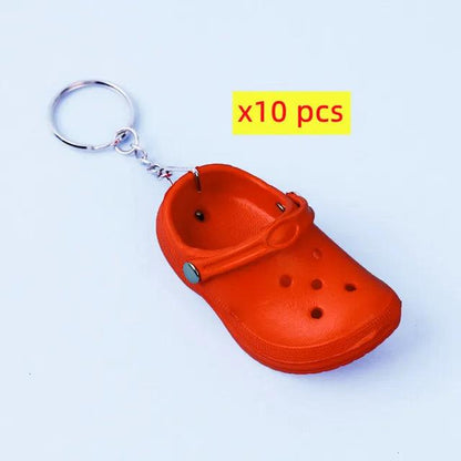 10 PcsCute 3D Mini EVA Beach Hole Little Croc Shoe Keychain Girl Gift Bag Accessories Decoration Keyring Floating KeyChain Charm