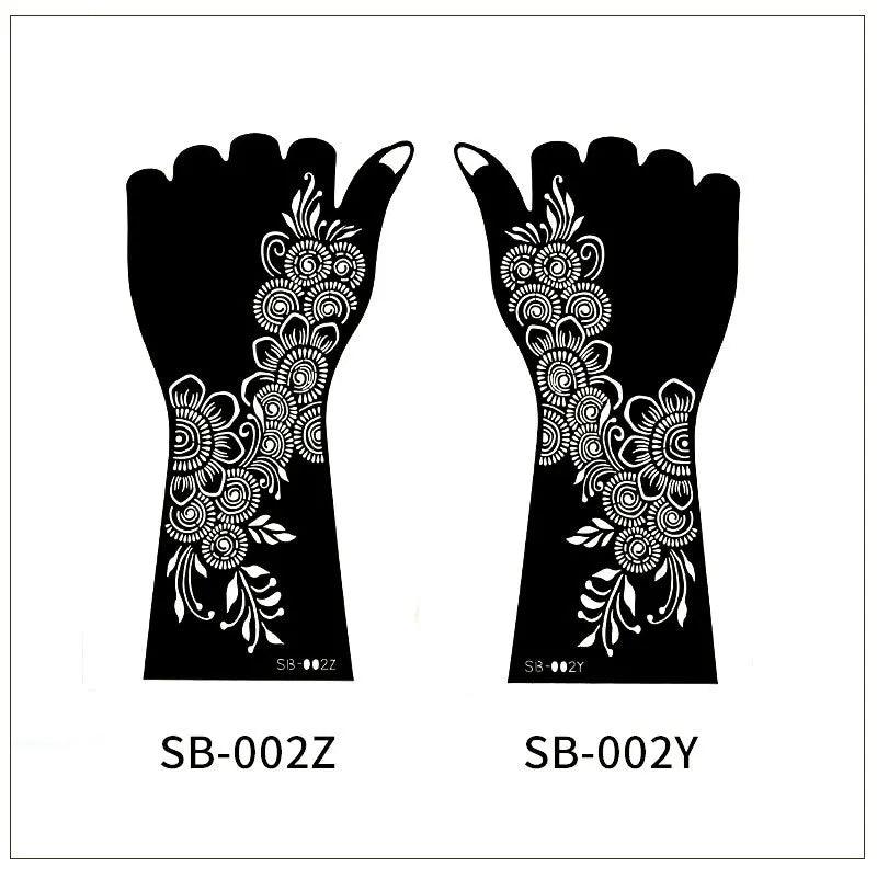 1 Pair Flower Tattoo Stencil for Hand Henna Tattoo Templates Mandala Lace  Design Wedding Painting Henna Kit Tool